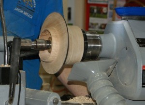 Held on an offset chuck to create the offset on the rim